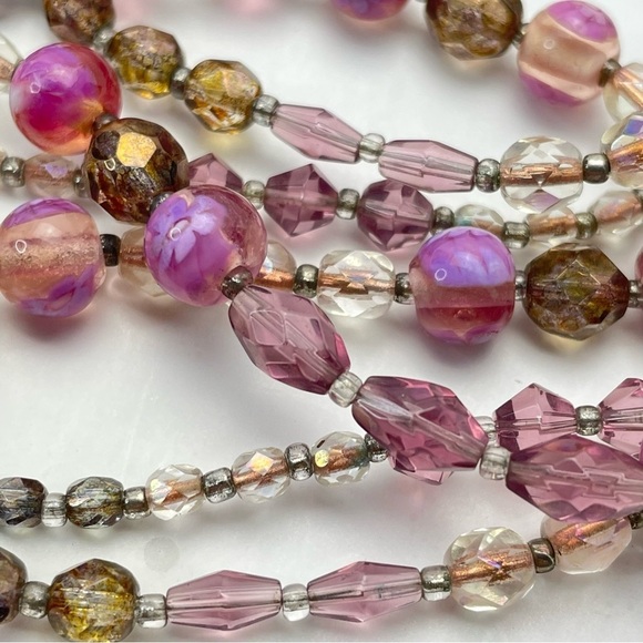 Pink Mother of Pearl Shell Pendant Multi-strand Necklace - Picture 4 of 12